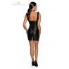 Robe courte wetlook et tulle F257 - Noir Handmade