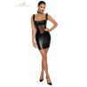 Robe courte wetlook et tulle F257 - Noir Handmade