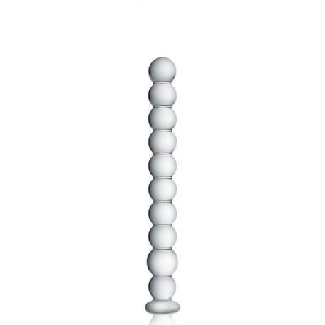Dildo transparent en verre à boules 24cm N°18 - Glossy Toys