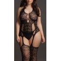 Combinaison Grande Taille LACE SUSPENDER - Noir