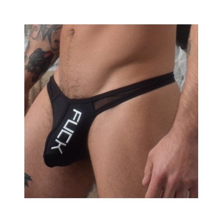 String Hex Thong Noir