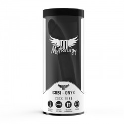 MYTHOLOGY - GODE ANAL COBI ONYX AVEC ANNEAU DE BITE ET TESTICULE 13 CM EN SILICONE