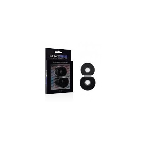 POWERING - ANNEAU PÉNIS DOUBLE SUPER FLEXIBLE ET RÉSISTANT PR09 NOIR