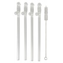 Paille en Verre en Forme de Pénis avec Brosse de Nettoyage Willy - 4 pièces