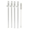 Paille en Verre en Forme de Pénis avec Brosse de Nettoyage Willy - 4 pièces