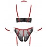 Ensemble Soutien-gorge, slip à jarretelles ouvert, collier et 2 bracelets- Cottelli BONDAGE PLUS - XL