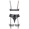 Ensemble jarretelles noir avec soutien-gorge, porte-jarretelles, string et jarretelles- de Cottelli LINGERIE- taille S