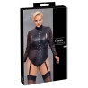 Body de Cottelli BONDAGE PLUS aux détails soyeux dans un look mat avec de longues manches en dentelle