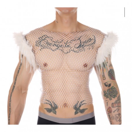 Débardeur Résille Perles et Plumes Nightfizz Blanc T:M