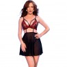 CHILIROSE - CR 4869 BABYDOLL NOIR/ROUGE