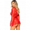 LEG AVENUE - 86123 ENSEMBLE PEIGNOIR ET PORTE-JARRETELLES ROUGE