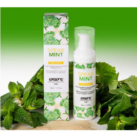 Huile de massage chauffante Gourmande Menthe Fraîche BIO -Spear Mint - 50ml -exsens