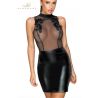 Robe wetlook et broderies F222 Noir Handmade
